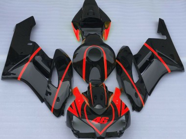 2004-2005 Schwarz Glänzend & Rot Honda CBR1000RR Motorrad Verkleidung