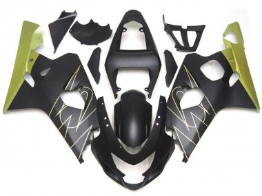2004-2005 Schwarz Matt & Gold Corona Benutzerdefiniert Suzuki GSXR 600-750 Motorrad Verkleidung