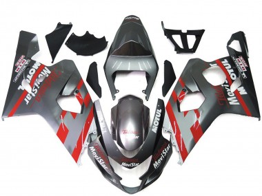 2004-2005 Silber & Rot Movistar Suzuki GSXR 600-750 Motorrad Verkleidung