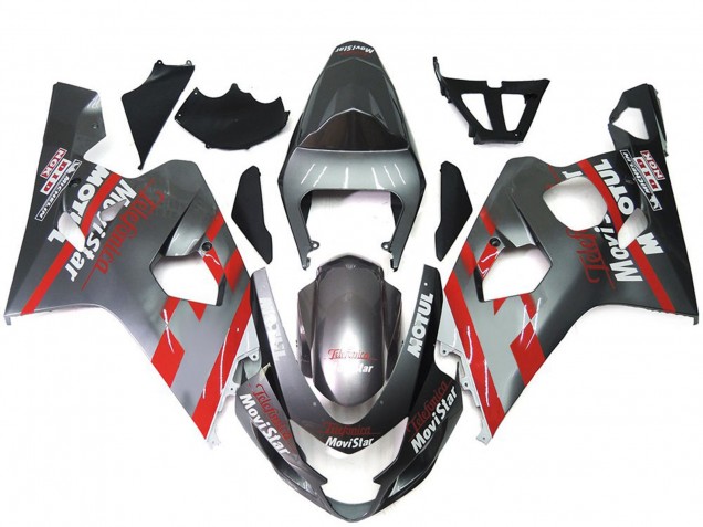 2004-2005 Silber & Rot Movistar Suzuki GSXR 600-750 Motorrad Verkleidung 2004-2005 Silber & Rot Movistar Suzuki GSXR 600-750 Motorrad Verkleidung