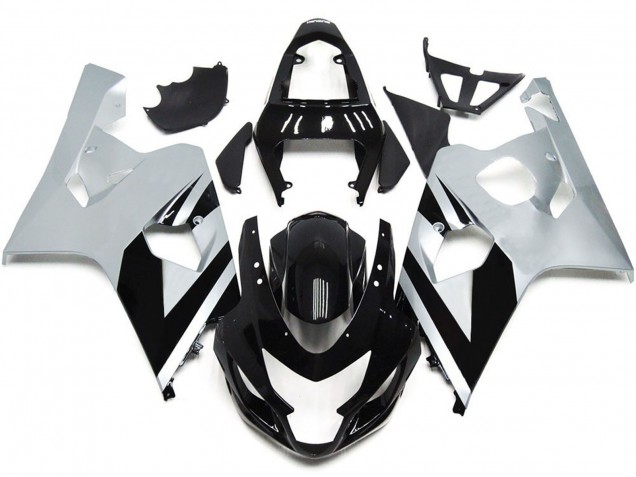 2004-2005 Silber & Schwarz Glänzend OEM Stil Suzuki GSXR 600-750 Motorrad Verkleidung