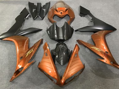 2004-2006 Orange Glänzend & Kohlefaser Stil Yamaha R1 Motorrad Verkleidung