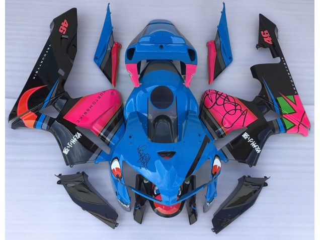 2005-2006 Blauer Hai & Rosa Honda CBR600RR Motorrad Verkleidung 2005-2006 Blauer Hai & Rosa Honda CBR600RR Motorrad Verkleidung