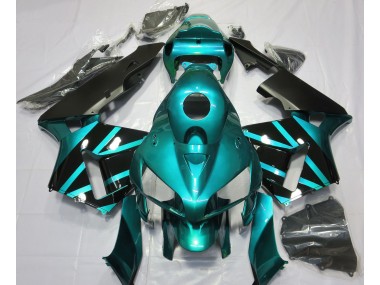 2005-2006 Blaugrünes & Glänzendes Schwarzes Design Honda CBR600RR Motorrad Verkleidung