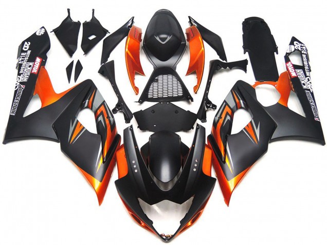 2005-2006 Custom Matt & Glanz Schwarz & Orange Suzuki GSXR 1000 Motorrad Verkleidung 2005-2006 Custom Matt & Glanz Schwarz & Orange Suzuki GSXR 1000 Motorrad Verkleidung