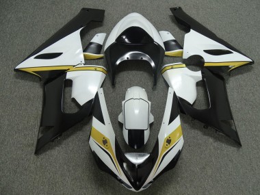 2005-2006 Gelb-Weiß-Schwarz Kawasaki ZX6R Motorrad Verkleidung