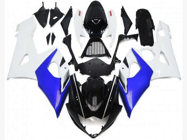 2005-2006 Glänzend Blau & Glänzend Weiß Suzuki GSXR 1000 Motorrad Verkleidung 2005-2006 Glänzend Blau & Glänzend Weiß Suzuki GSXR 1000 Motorrad Verkleidung