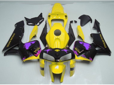 2005-2006 Glänzend Gelb & Lila Mit Spritzern Honda CBR600RR Motorrad Verkleidung