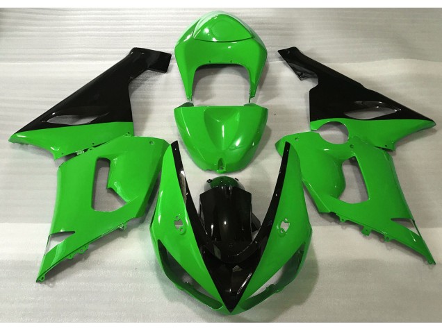 2005-2006 Glänzend Grün & Schwarz Kawasaki ZX6R Motorrad Verkleidung 2005-2006 Glänzend Grün & Schwarz Kawasaki ZX6R Motorrad Verkleidung
