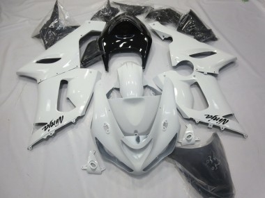 2005-2006 Glänzend Weiß Mit Schwarzem Heck Kawasaki ZX6R Motorrad Verkleidung