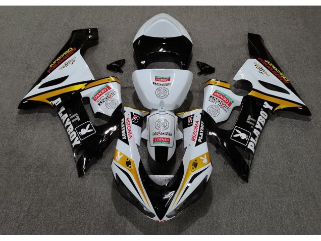 2005-2006 Gold Playboy Kawasaki ZX6R Motorrad Verkleidung 2005-2006 Gold Playboy Kawasaki ZX6R Motorrad Verkleidung