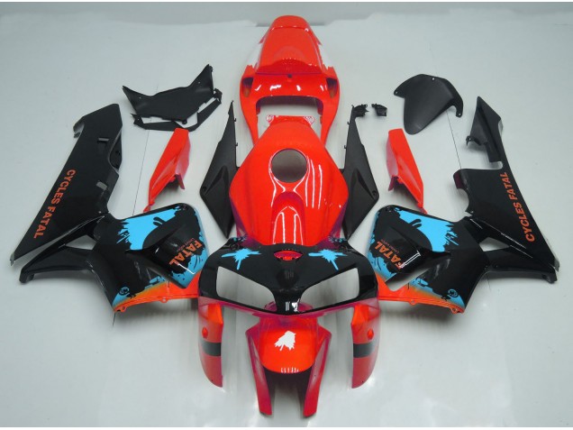 2005-2006 Hellblaue Spritzer Auf Rot Honda CBR600RR Motorrad Verkleidung