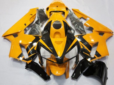 2005-2006 Hellorange & Glänzendes Schwarzes Design Honda CBR600RR Motorrad Verkleidung