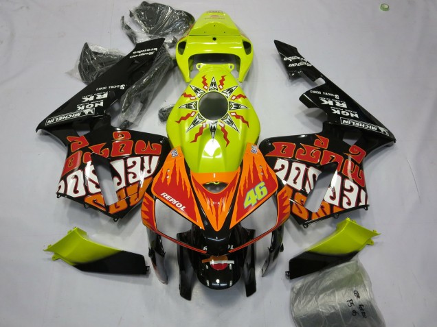 2005-2006 Leuchtend Gelb Rossi Honda CBR600RR Motorrad Verkleidung 2005-2006 Leuchtend Gelb Rossi Honda CBR600RR Motorrad Verkleidung