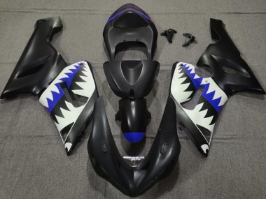 2005-2006 Matt Schwarzer & Blauer Hai Kawasaki ZX6R Motorrad Verkleidung