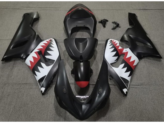 2005-2006 Matt Schwarzer Hai Kawasaki ZX6R Motorrad Verkleidung 2005-2006 Matt Schwarzer Hai Kawasaki ZX6R Motorrad Verkleidung