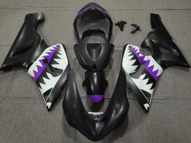 2005-2006 Matt Schwarzer & Violetter Hai Kawasaki ZX6R Motorrad Verkleidung