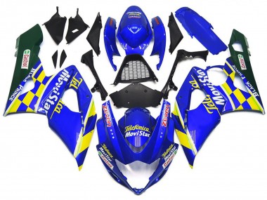 2005-2006 Movistar Blau & Gelb Kariert Suzuki GSXR 1000 Motorrad Verkleidung