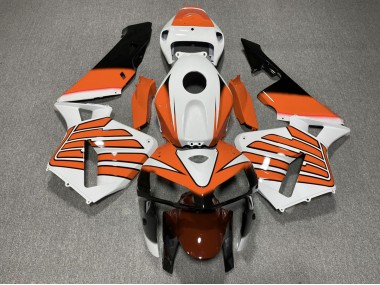 2005-2006 Orange-Weiße Flügel Honda CBR600RR Motorrad Verkleidung