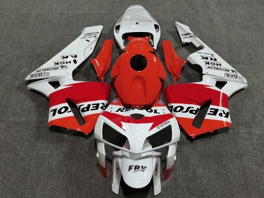 2005-2006 Weiß Rot & Orange Repsol Honda CBR600RR Motorrad Verkleidung