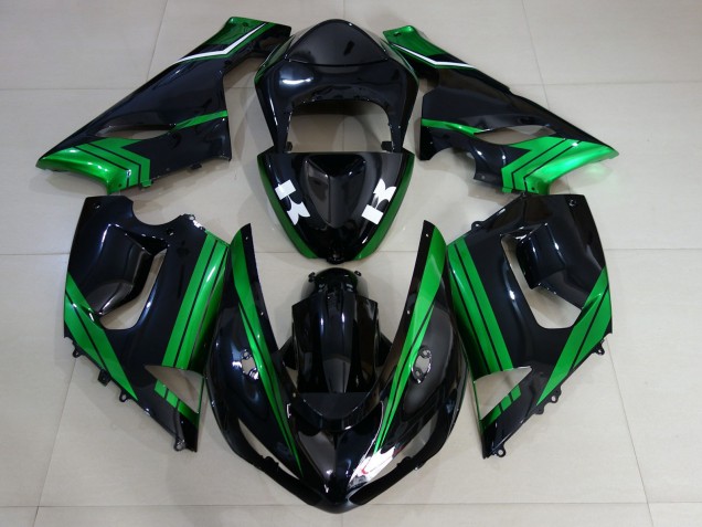 2005-2006 Schwarz Glänzend & Elektrogrün Kawasaki ZX6R Motorrad Verkleidung 2005-2006 Schwarz Glänzend & Elektrogrün Kawasaki ZX6R Motorrad Verkleidung