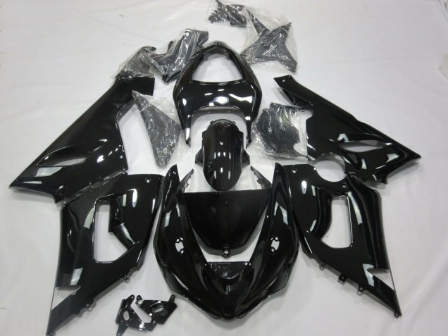 2005-2006 Schwarz Glänzend Kawasaki ZX6R Motorrad Verkleidung 2005-2006 Schwarz Glänzend Kawasaki ZX6R Motorrad Verkleidung