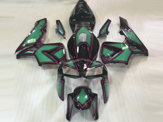 2005-2006 Smaragdgrün & Rosa Umriss Honda CBR600RR Motorrad Verkleidung 2005-2006 Smaragdgrün & Rosa Umriss Honda CBR600RR Motorrad Verkleidung