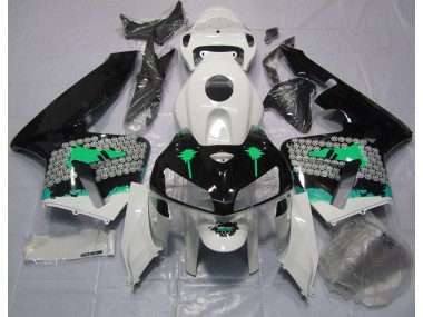 2005-2006 Türkisspritzer Auf Glänzendem Schwarz Honda CBR600RR Motorrad Verkleidung
