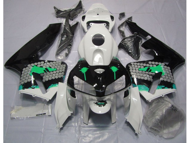 2005-2006 Türkisspritzer Auf Glänzendem Schwarz Honda CBR600RR Motorrad Verkleidung 2005-2006 Türkisspritzer Auf Glänzendem Schwarz Honda CBR600RR Motorrad Verkleidung
