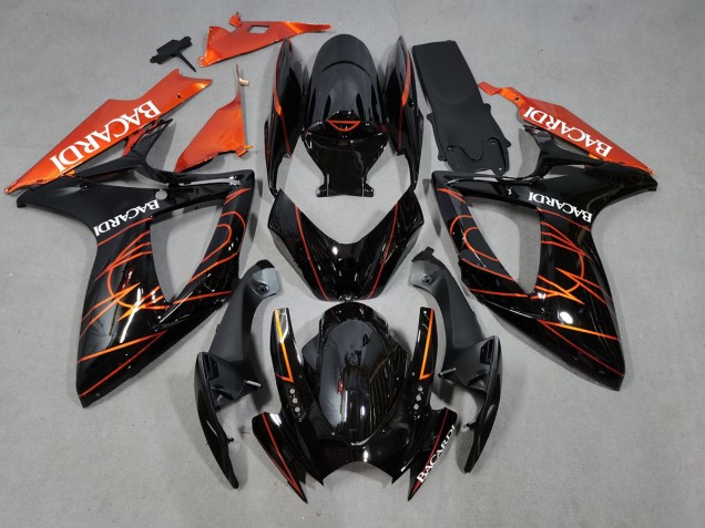 2006-2007 Bacardi Schwarz & Orange Suzuki GSXR 600-750 Motorrad Verkleidung 2006-2007 Bacardi Schwarz & Orange Suzuki GSXR 600-750 Motorrad Verkleidung