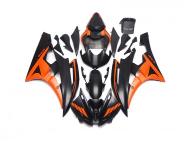 2006-2007 Custom Matt Schwarz & Orange Yamaha R6 Motorrad Verkleidung