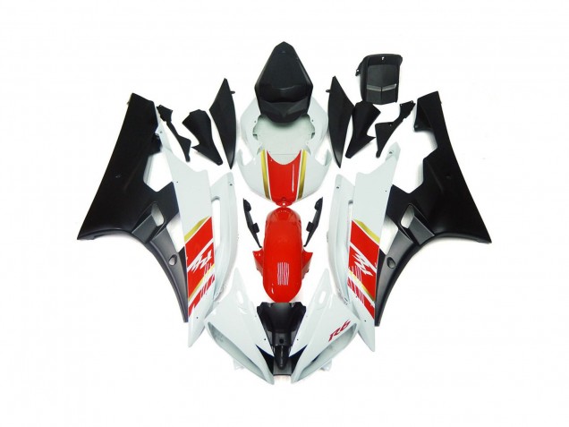 2006-2007 Custom Matt Schwarz & Rot Mit Weiß Yamaha R6 Motorrad Verkleidung 2006-2007 Custom Matt Schwarz & Rot Mit Weiß Yamaha R6 Motorrad Verkleidung