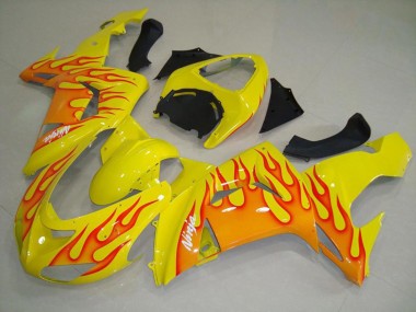 2006-2007 Gelb Orange Flamme Kawasaki ZX10R Motorrad Verkleidung