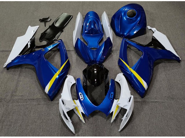 2006-2007 Glänzend Blau Weiß & Gelb Suzuki GSXR 600-750 Motorrad Verkleidung 2006-2007 Glänzend Blau Weiß & Gelb Suzuki GSXR 600-750 Motorrad Verkleidung