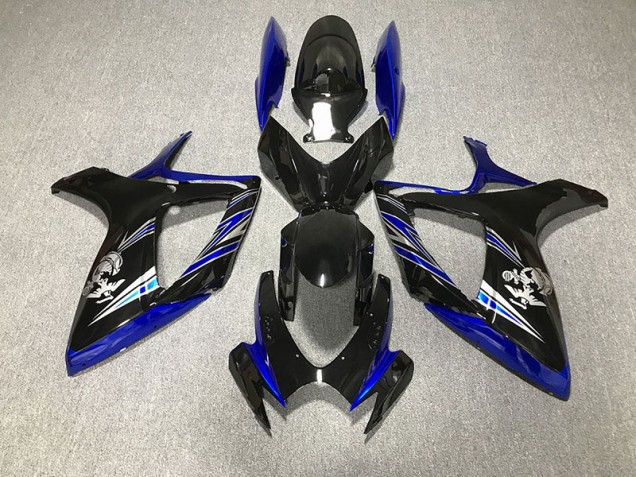 2006-2007 Glänzend Blau & Schwarz Custom Suzuki GSXR 600-750 Motorrad Verkleidung 2006-2007 Glänzend Blau & Schwarz Custom Suzuki GSXR 600-750 Motorrad Verkleidung