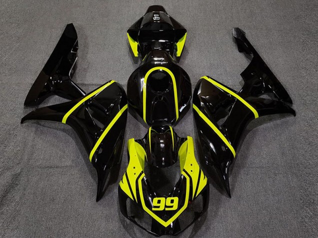 2006-2007 Glänzendes Schwarz & Leuchtendes Gelb Honda CBR1000RR Motorrad Verkleidung