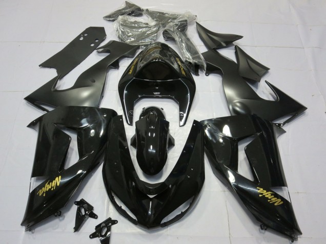 2006-2007 Glänzendes Schwarzes Gold Kawasaki ZX10R Motorrad Verkleidung