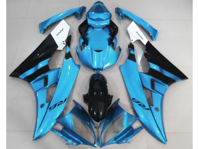 2006-2007 Hellblau & Schwarz Glänzend Yamaha R6 Motorrad Verkleidung 2006-2007 Hellblau & Schwarz Glänzend Yamaha R6 Motorrad Verkleidung
