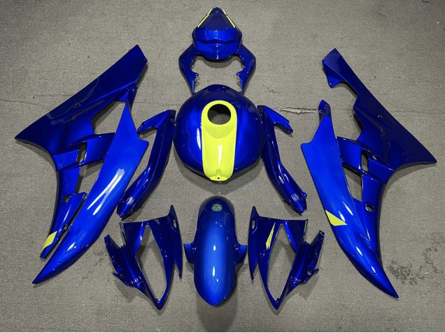 2006-2007 Logos In Glänzendem Blau & Warngelb Yamaha R6 Motorrad Verkleidung 2006-2007 Logos In Glänzendem Blau & Warngelb Yamaha R6 Motorrad Verkleidung