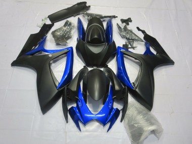 2006-2007 Matt Schwarz Glänzend Blau Suzuki GSXR 600-750 Motorrad Verkleidung