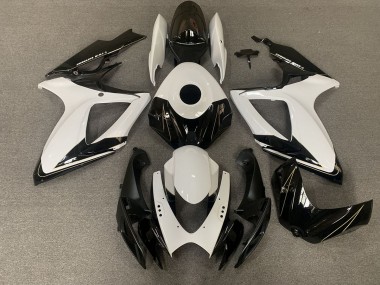 2006-2007 Matt Schwarz & Glänzend Weiß Suzuki GSXR 600-750 Motorrad Verkleidung