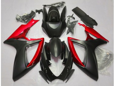 2006-2007 Matt Schwarz & Rot Suzuki GSXR 600-750 Motorrad Verkleidung