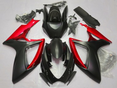 2006-2007 Matt Schwarz & Rot Suzuki GSXR 600-750 Motorrad Verkleidung