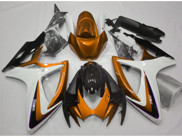 2006-2007 Orange & Weiß Ohne Abzeichen Suzuki GSXR 600-750 Motorrad Verkleidung 2006-2007 Orange & Weiß Ohne Abzeichen Suzuki GSXR 600-750 Motorrad Verkleidung