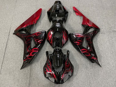 2006-2007 Rot Glänzend Flamme Honda CBR1000RR Motorrad Verkleidung