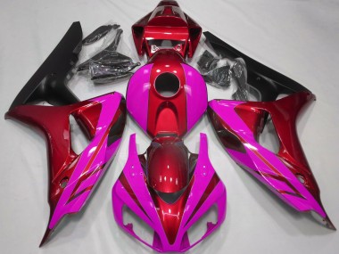 2006-2007 Rot Glänzend & Pink Honda CBR1000RR Motorrad Verkleidung