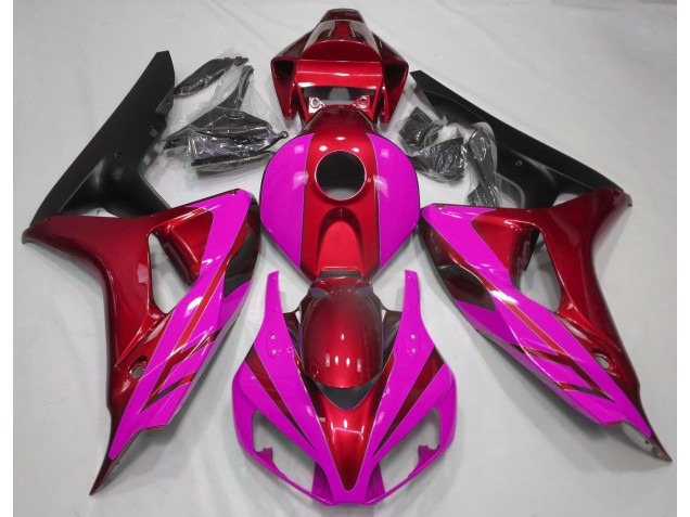 2006-2007 Rot Glänzend & Pink Honda CBR1000RR Motorrad Verkleidung