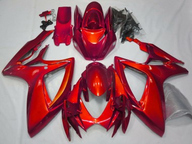 2006-2007 Rot Glänzend Schlichte Design Suzuki GSXR 600-750 Motorrad Verkleidung