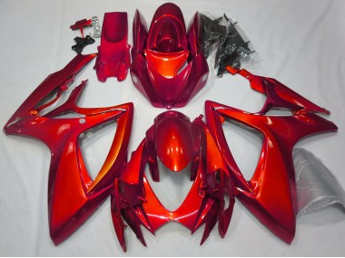 2006-2007 Rot Glänzend Schlichte Design Suzuki GSXR 600-750 Motorrad Verkleidung