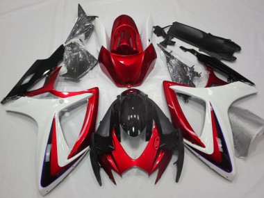 2006-2007 Rot & Weiß Ohne Abzeichen Suzuki GSXR 600-750 Motorrad Verkleidung